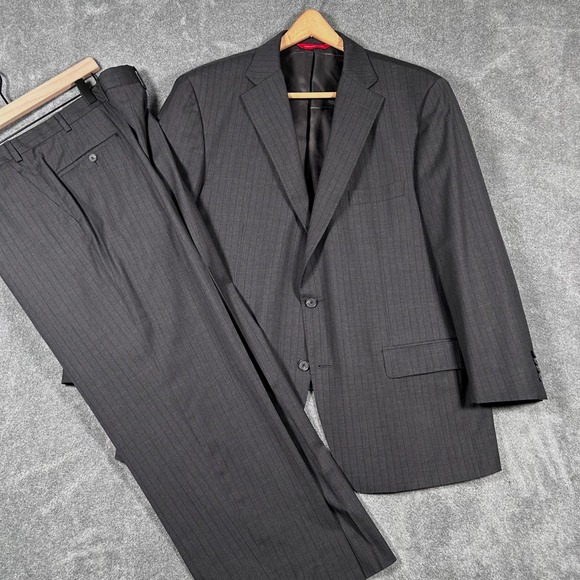Samuelsohn Other - Samuelsohn Suit 2 PC Grey Pinstripe Guabello Super 130 Wool 46R 39x27 Made Italy